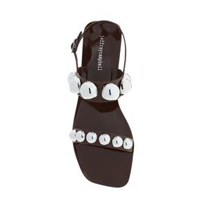 Jeffrey Campbell Gum-Drop Jelly Sandals Brown Sandals with Silver Accents
